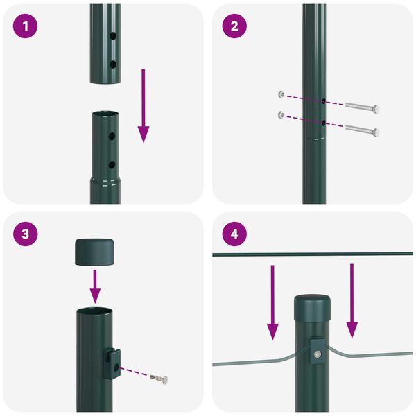 vidaXL Στυλίτες Φράχτη 26 τεμάχια Πράσινος Ø32 mm 210 cm Γαλβανισμένος Χάλυβας