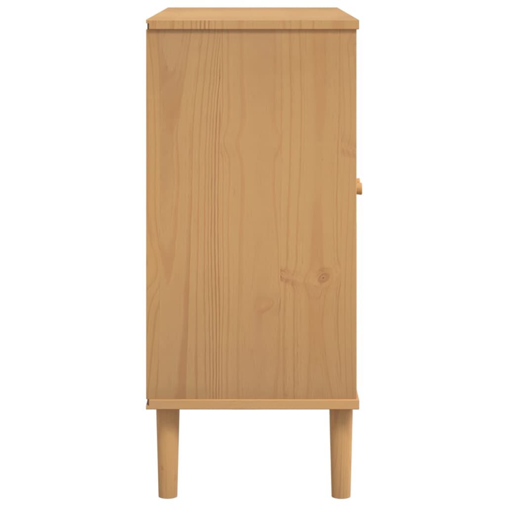vidaXL Ντουλάπι SENJA Καφέ / Ρατάν 80 x 35 x 80 εκ. Μασίφ Ξύλο Πεύκου