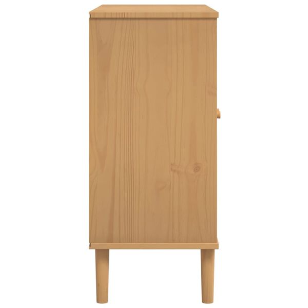 vidaXL Ντουλάπι SENJA Καφέ / Ρατάν 80 x 35 x 80 εκ. Μασίφ Ξύλο Πεύκου