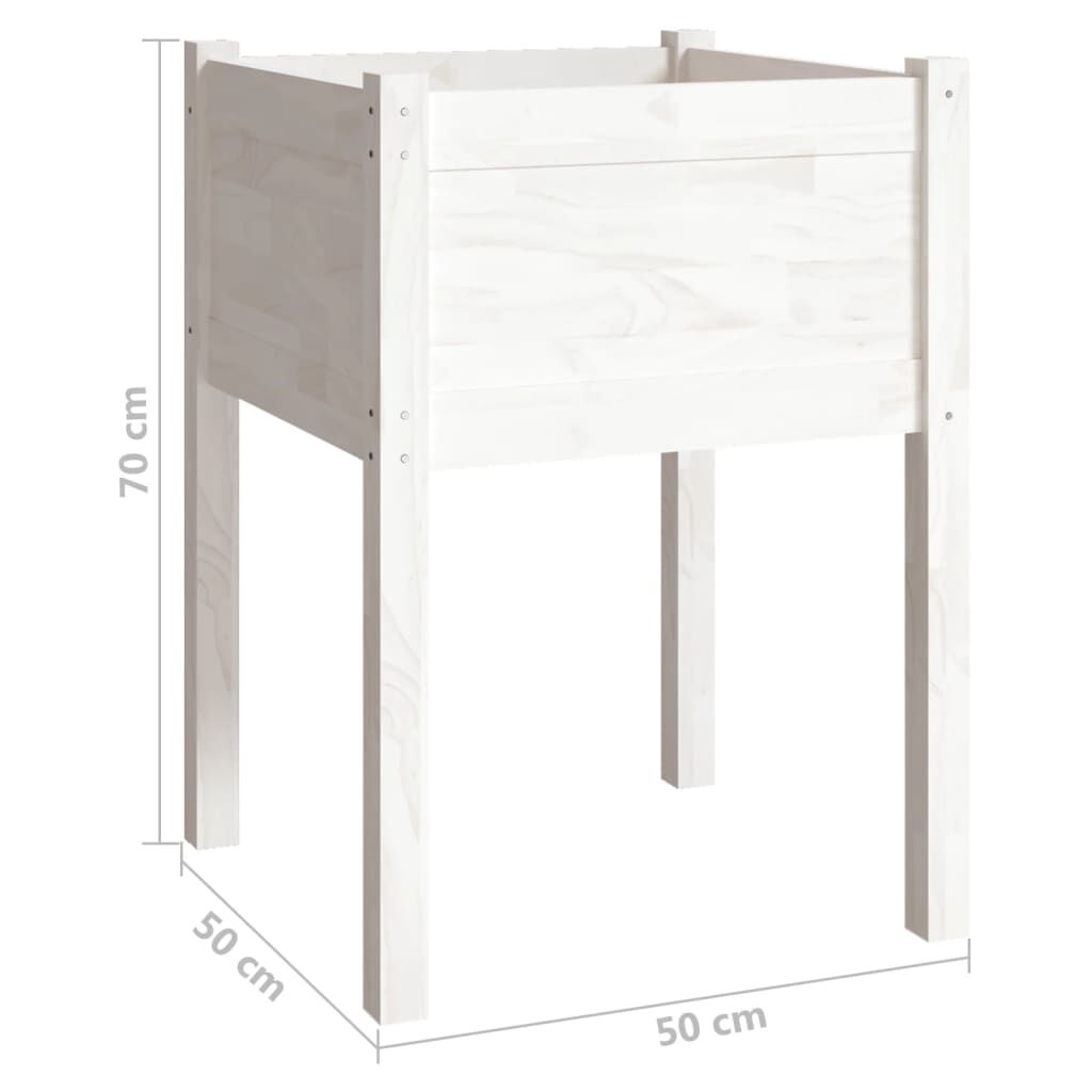 vidaXL Ζαρντινιέρα Λευκή 50 x 50 x 70 εκ. από Μασίφ Ξύλο Πεύκου