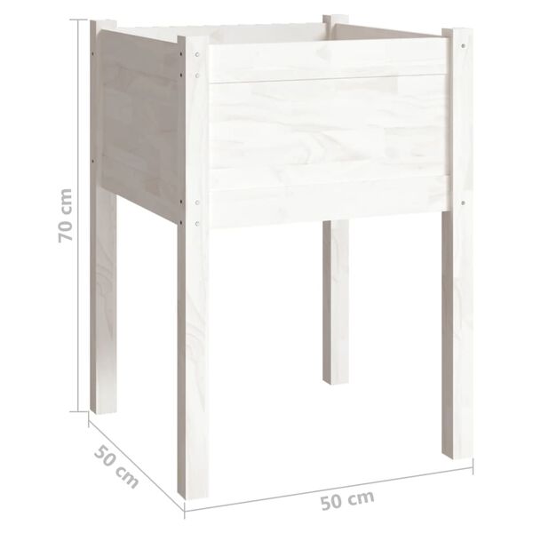 vidaXL Ζαρντινιέρα Λευκή 50 x 50 x 70 εκ. από Μασίφ Ξύλο Πεύκου