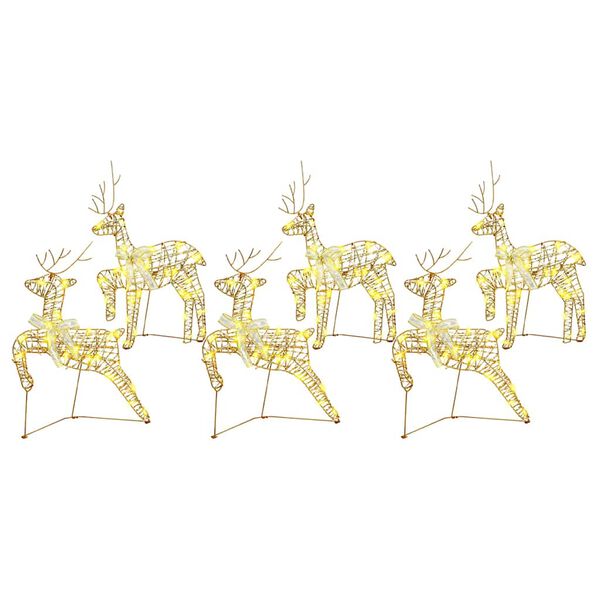vidaXL LED Ρούντερ με 180 LED 6 pcs Χρυσό PET