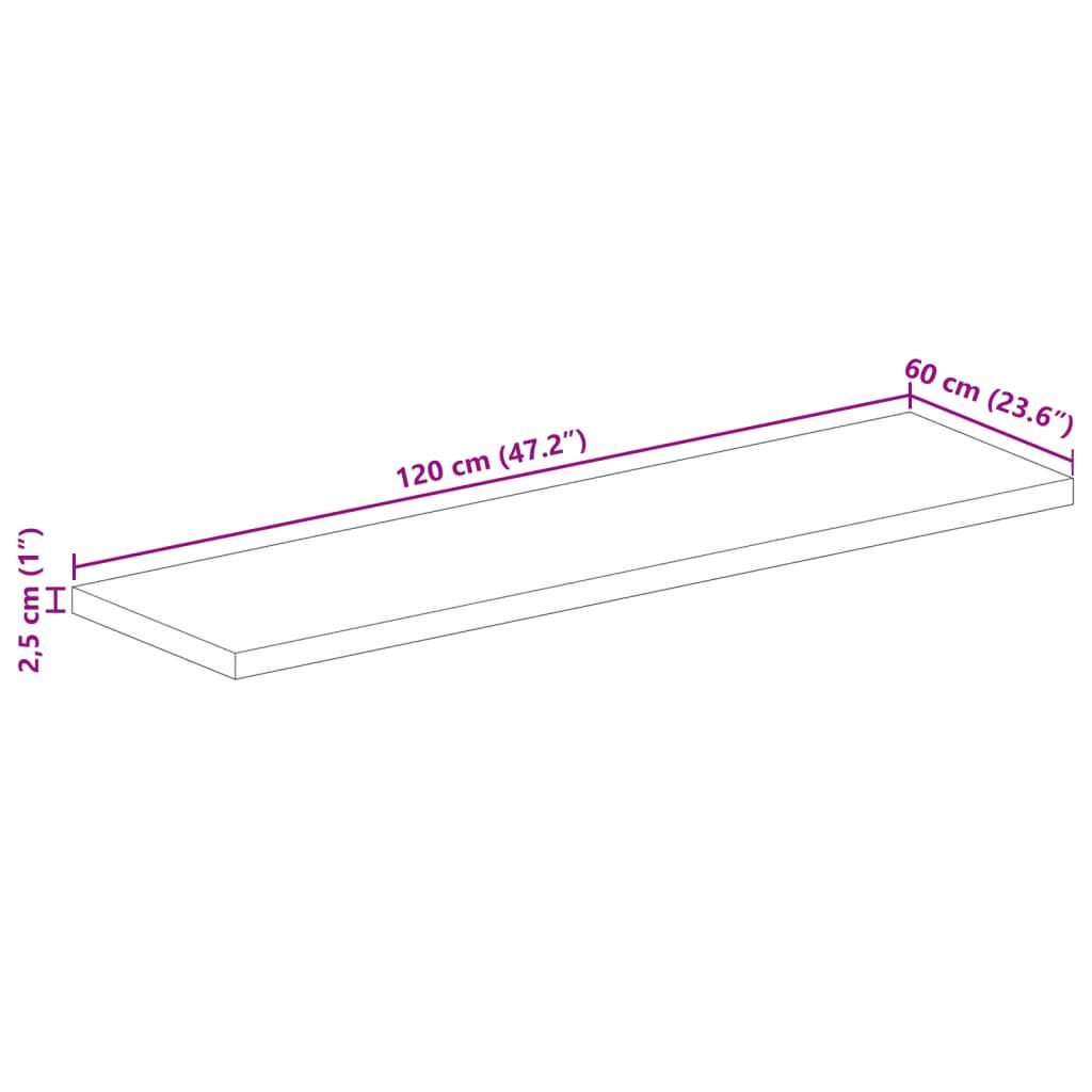 vidaXL Επιφάνεια Τραπεζιού Ορθογώνια 120x60x2,5 εκ. Μασίφ Ξύλο Ακακίας