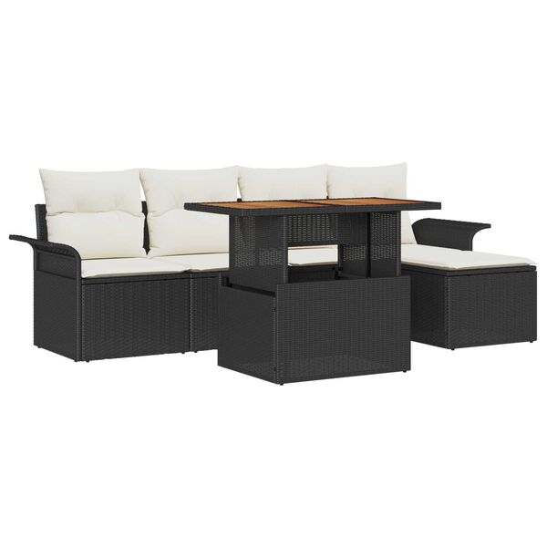 vidaXL Σετ Καναπέ Κήπου με αποθήκευση 6 pcs Μαύρο Πολυ ράταν