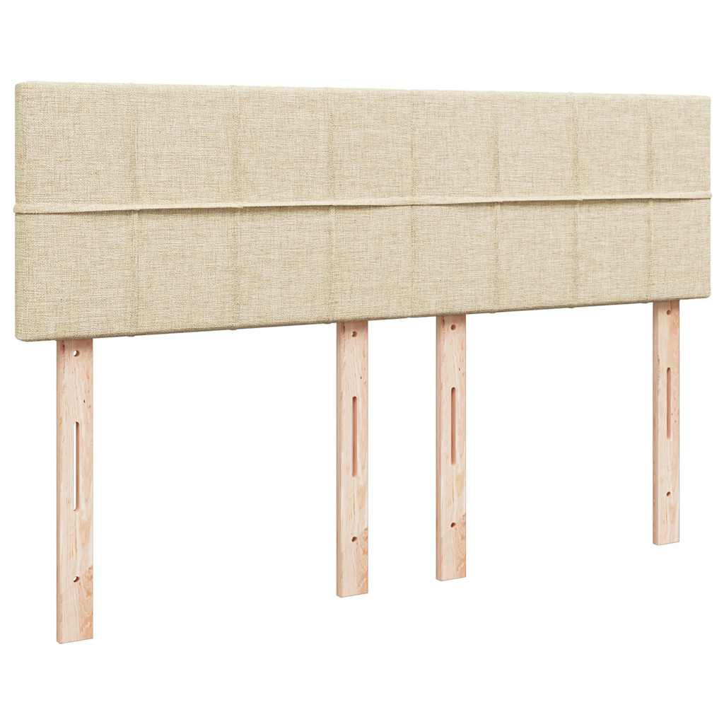 vidaXL Οθωμανικό κρεβάτι με στρώμα & LEDs Cream 140x200 cm Ύφασμα