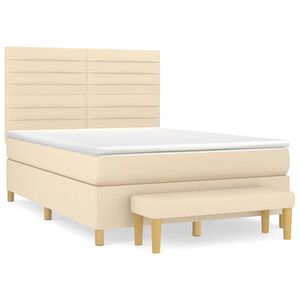 vidaXL &Kappa;&rho;&epsilon;&beta;ά&tau;&iota; Boxspring &mu;&epsilon; &Sigma;&tau;&rho;ώ&mu;&alpha; &Kappa;&rho;&epsilon;&mu; 140x190 &epsilon;&kappa;. &Upsilon;&phi;&alpha;&sigma;&mu;ά&tau;&iota;&nu;&omicron;