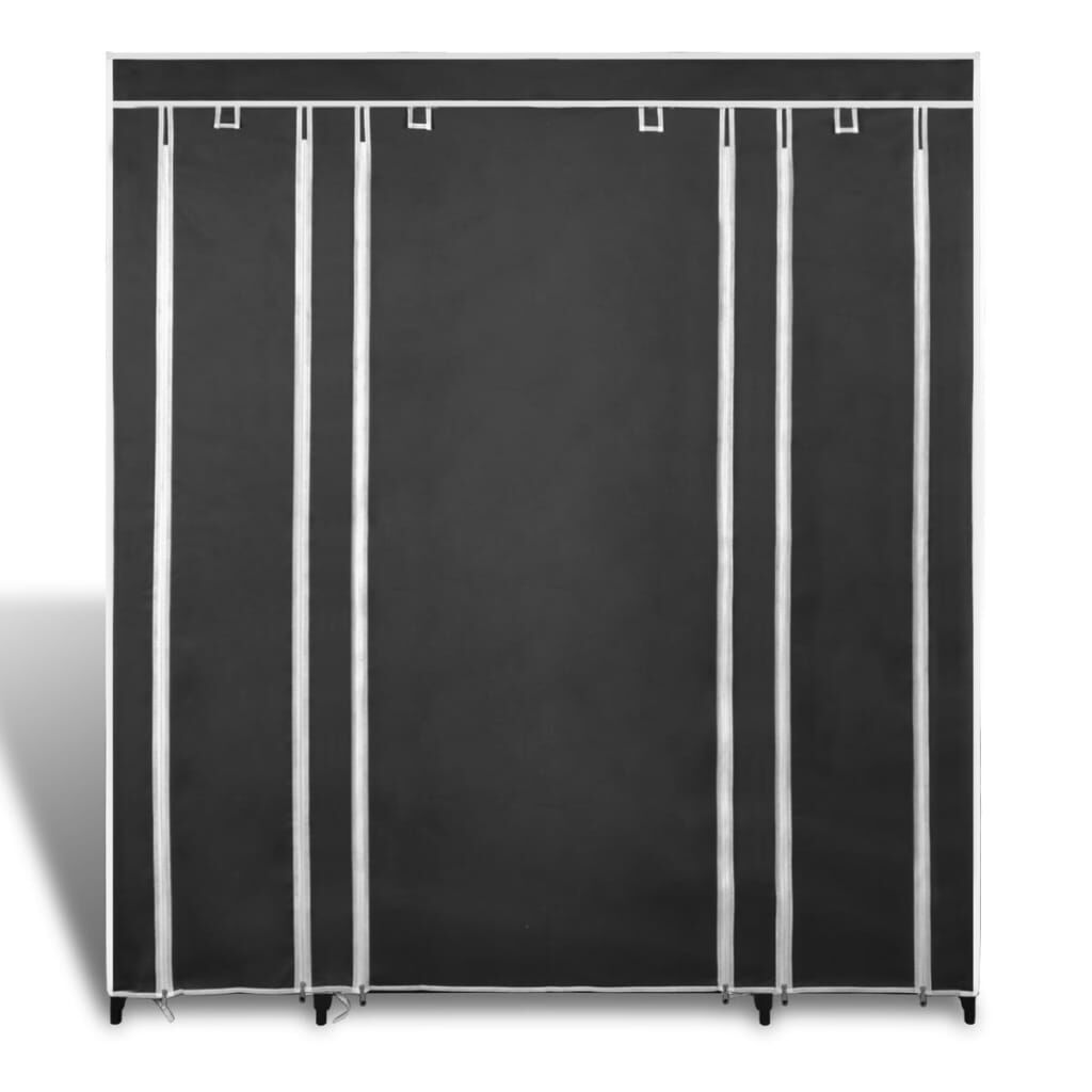 vidaXL Ντουλάπα με Ράφια / Σωλήνες Μαύρη 45 x 150 x 176 εκ. Υφασμάτινη