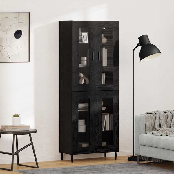 vidaXL Highboard 2 pcs &Mu;&alpha;ύ&rho;&eta; &Omicron;&xi;&upsilon;ά &Sigma;ύ&nu;&theta;&epsilon;&tau;&omicron; &Xi;ύ&lambda;&omicron; &kappa;&alpha;&iota; &Gamma;&upsilon;&alpha;&lambda;ί