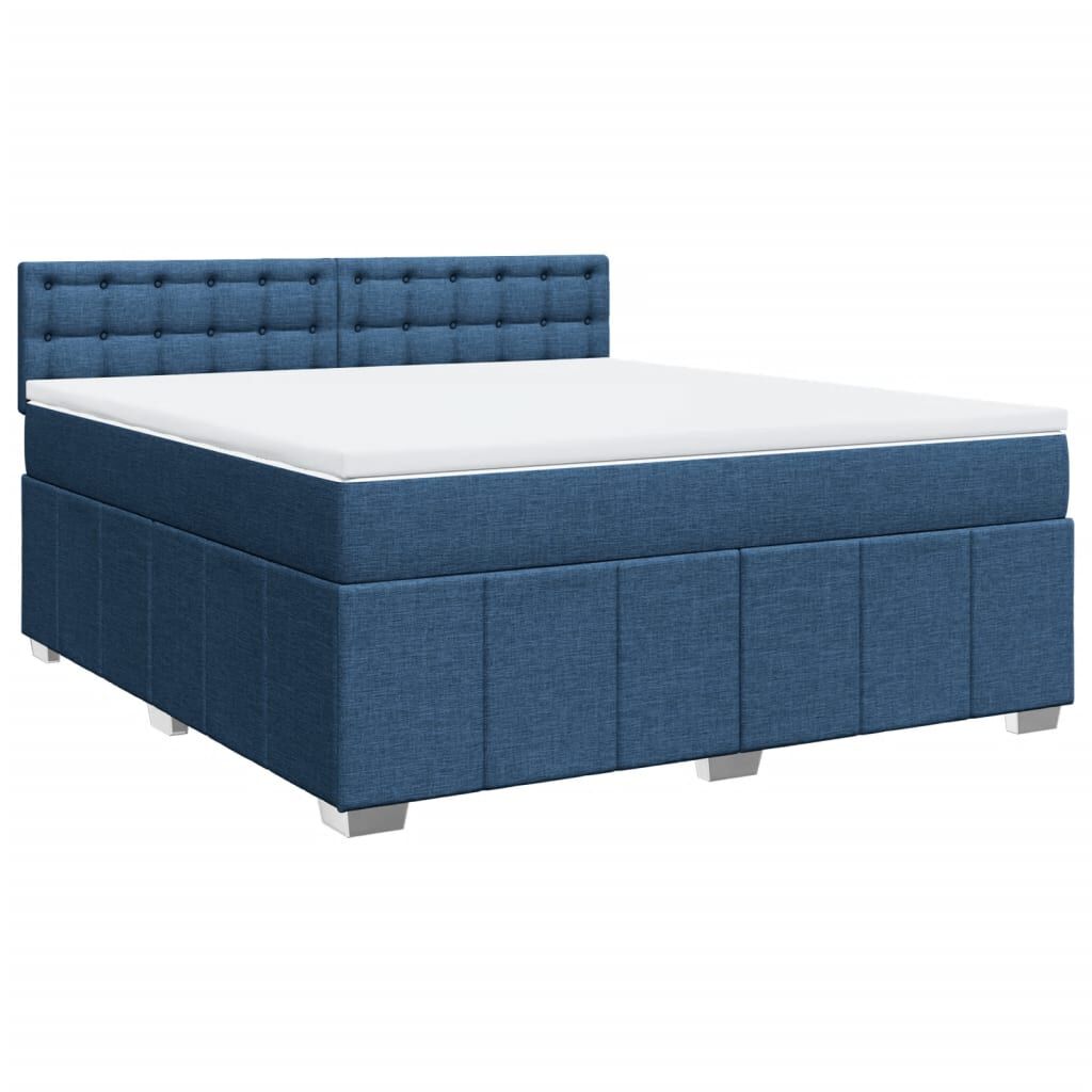 vidaXL Κρεβάτι Boxspring με Στρώμα Μπλε 180x200 εκ. Υφασμάτινο