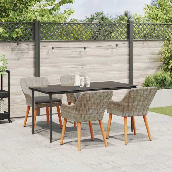 vidaXL Σετ τραπεζαρίας 5 pcs Ανοιχτό γκρι Πολυ ράταν