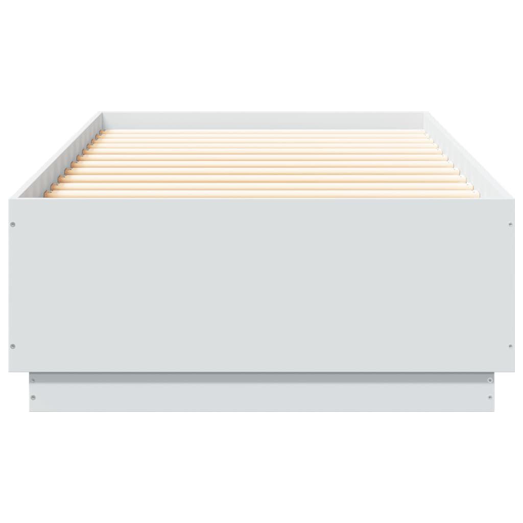 vidaXL Πλαίσιο Κρεβατιού με LED Λευκό 90 x 200 εκ. Επεξεργ. Ξύλο