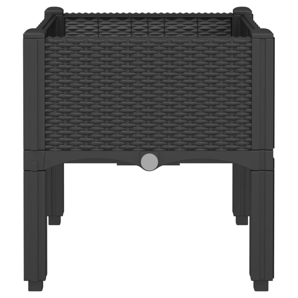 vidaXL Ζαρντινιέρα Κήπου με Πόδια Μαύρη 40x40x42 εκ. Πολυπροπυλένιο