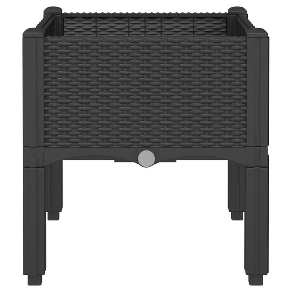 vidaXL Ζαρντινιέρα Κήπου με Πόδια Μαύρη 40x40x42 εκ. Πολυπροπυλένιο