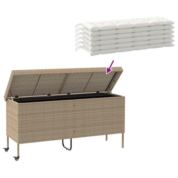 vidaXL Κουτί Αποθήκευσης Κήπου με Ρόδες 160x55x75 εκ. Συνθετικό Ρατάν