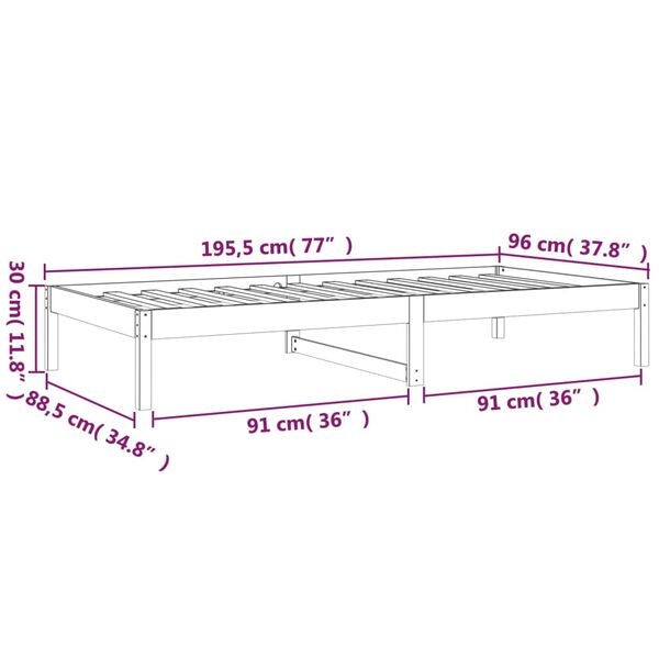vidaXL Καναπές Κρεβάτι Λευκός 90x190εκ.από Μασίφ Ξύλο Πεύκου Single