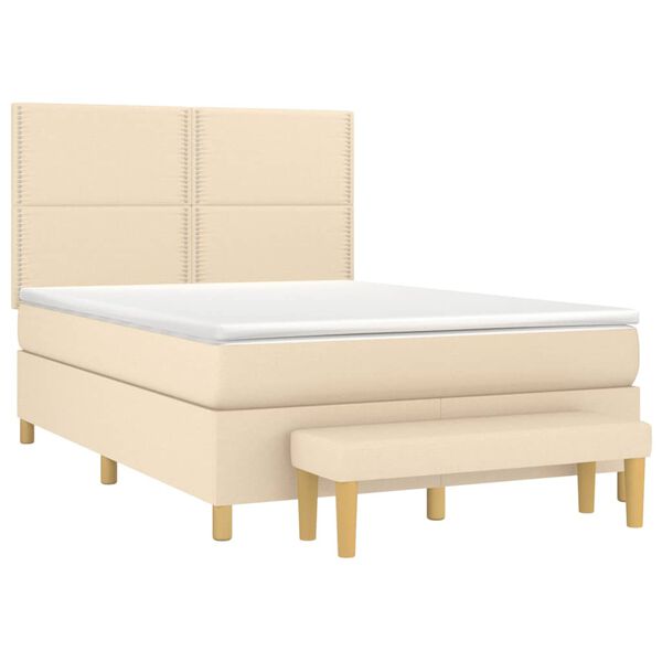 vidaXL &Kappa;&rho;&epsilon;&beta;ά&tau;&iota; Boxspring &mu;&epsilon; &Sigma;&tau;&rho;ώ&mu;&alpha; &Kappa;&rho;&epsilon;&mu; 140x190 &epsilon;&kappa;. &Upsilon;&phi;&alpha;&sigma;&mu;ά&tau;&iota;&nu;&omicron;