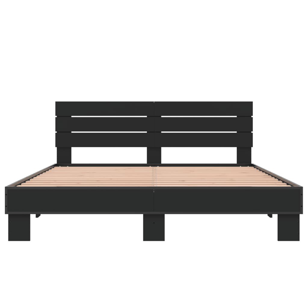 vidaXL Πλαίσιο Κρεβατιού Μαύρο 160 x 200 εκ. Επεξ. Ξύλο & Μέταλλο