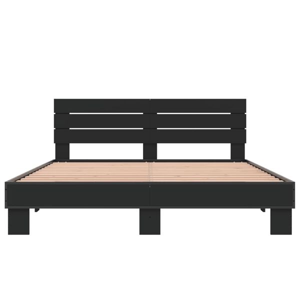 vidaXL Πλαίσιο Κρεβατιού Μαύρο 160 x 200 εκ. Επεξ. Ξύλο & Μέταλλο