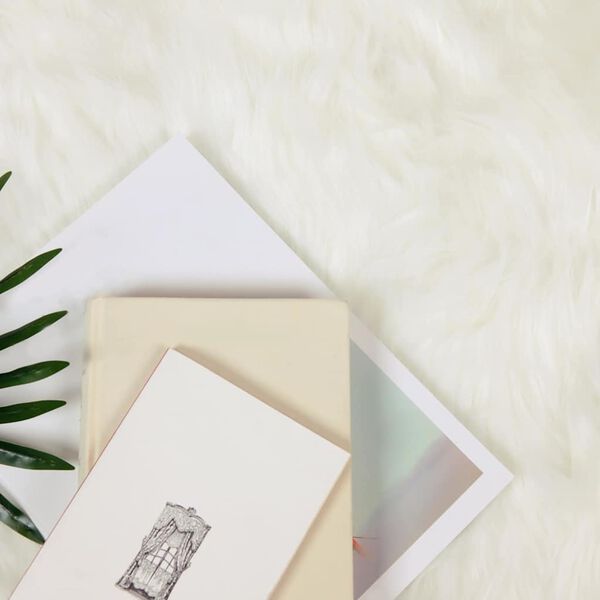 vidaXL Ψεύτικο Δέρμα Προβάτου Χαλί Λευκό 100 x 100 cm Πολυεστέρας