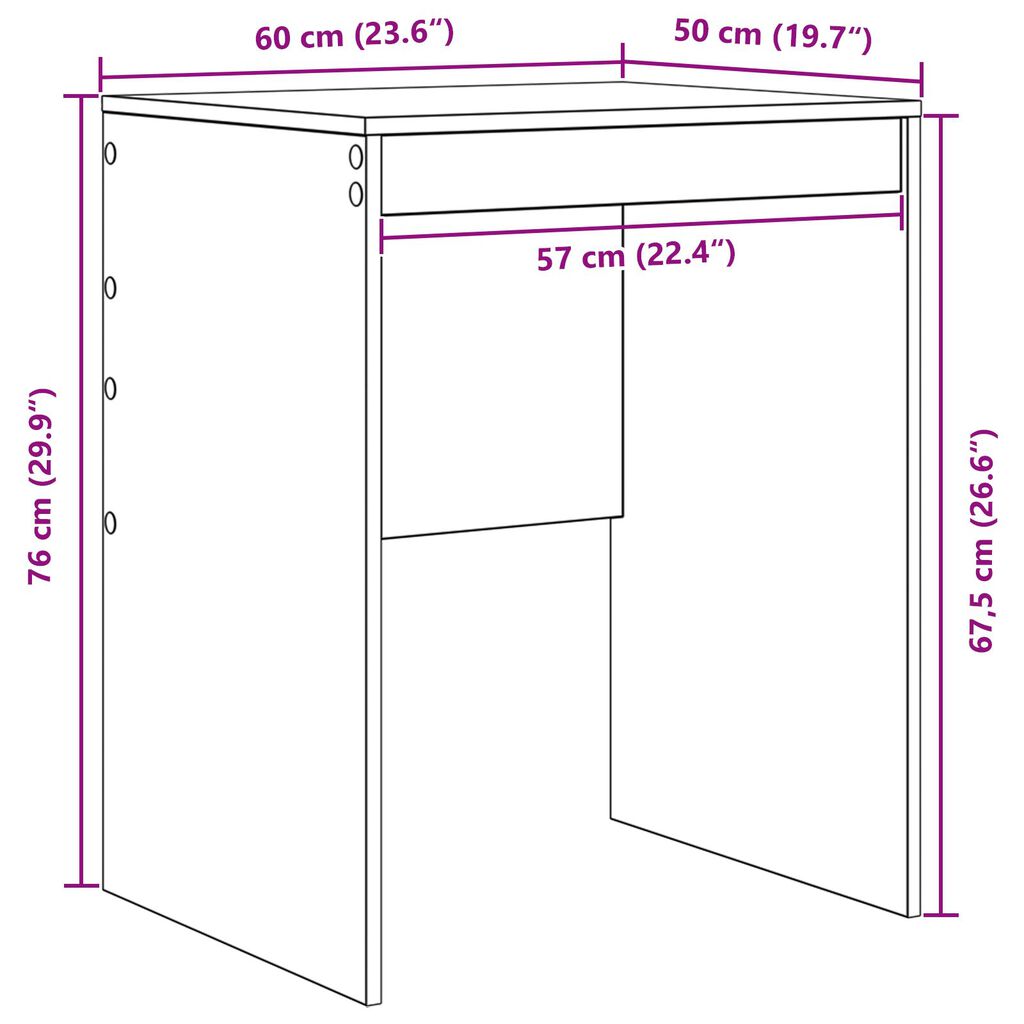 vidaXL Γραφείο γραφής Γκρι sonoma Μοριοσανίδα 60 x 50 x 76 εκ Απλό