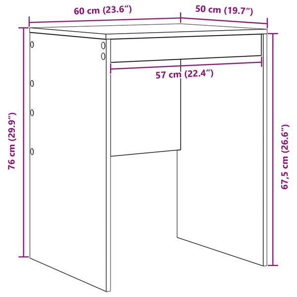 vidaXL Γραφείο γραφής Γκρι sonoma Μοριοσανίδα 60 x 50 x 76 εκ Απλό
