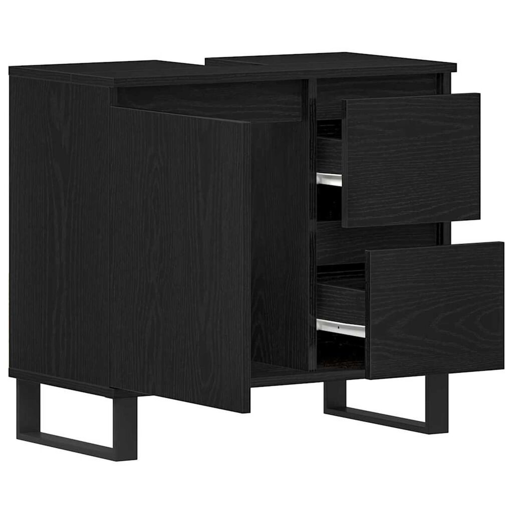 vidaXL Ντουλάπα Νεροχύτη Μαύρη Οξυά 65 x 33 x 60 εκ Επεξεργασμένο ξύλο