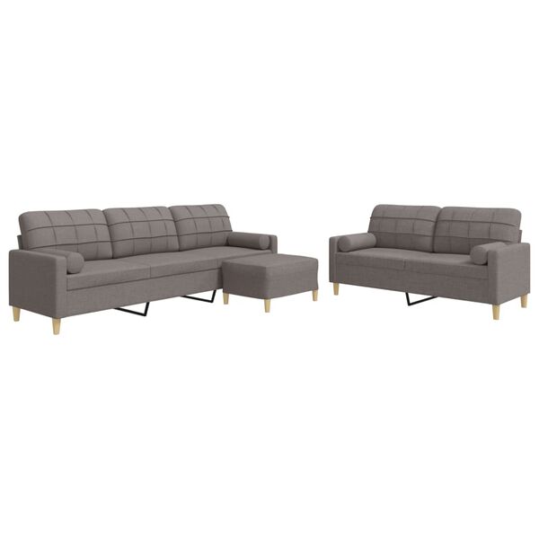 vidaXL Σαλόνι Σετ 4 Τεμαχίων Taupe Ύφασμα + Μαξιλάρια/Υποπόδιο