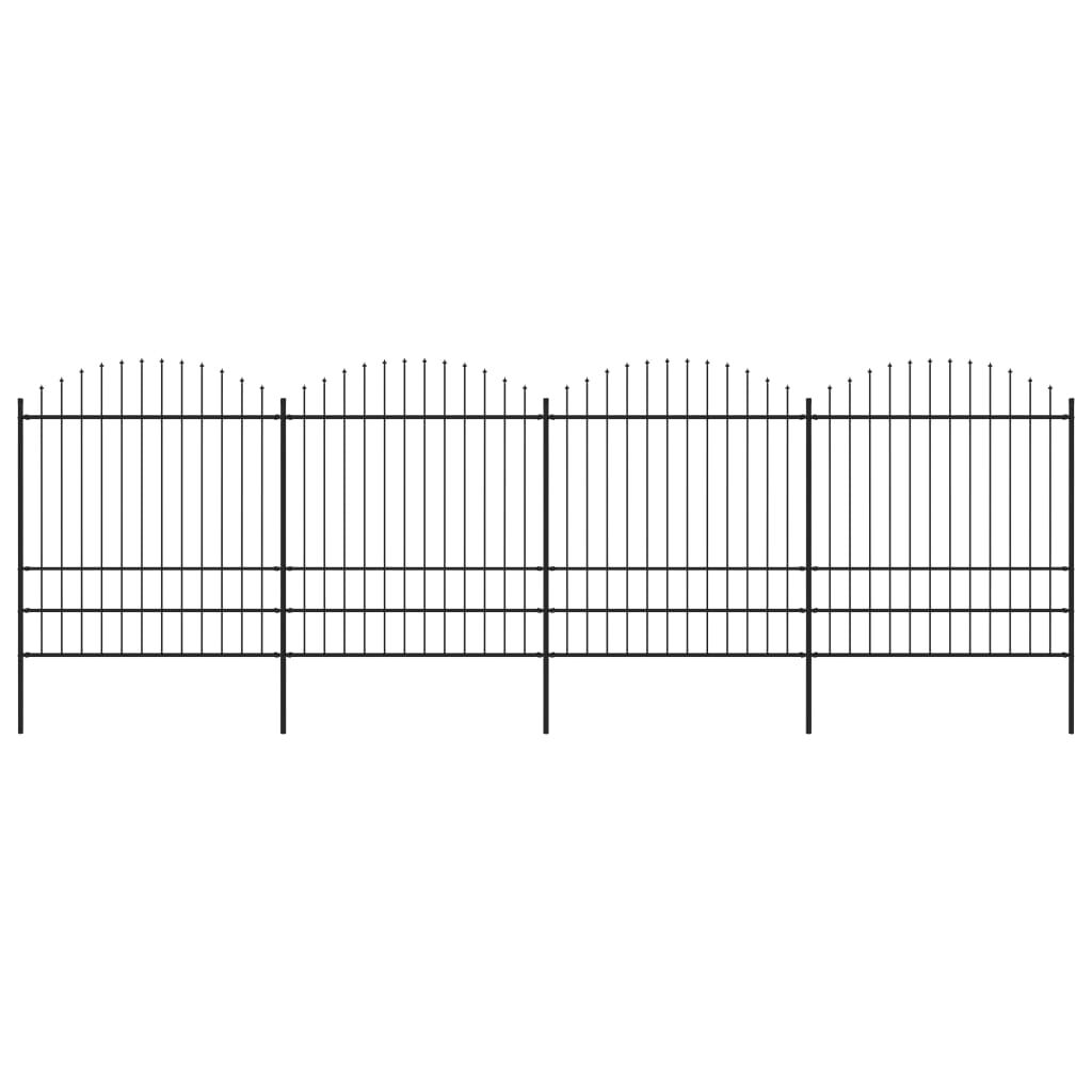 vidaXL Κάγκελα Περίφραξης με Λόγχες Μαύρα (1,75-2) x 6,8 μ. Ατσάλινα