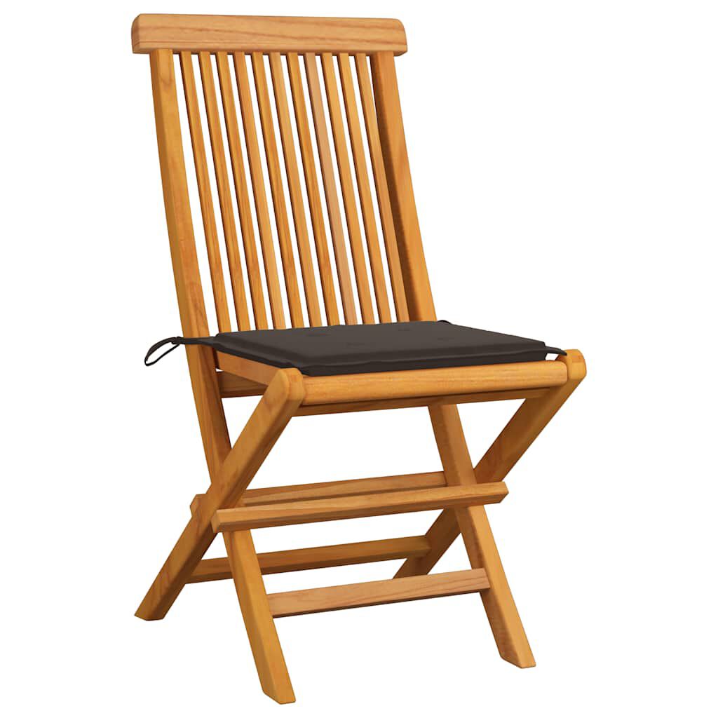 vidaXL Καρέκλες Κήπου 2 τεμ. από Μασίφ Ξύλο Teak με Taupe Μαξιλάρια
