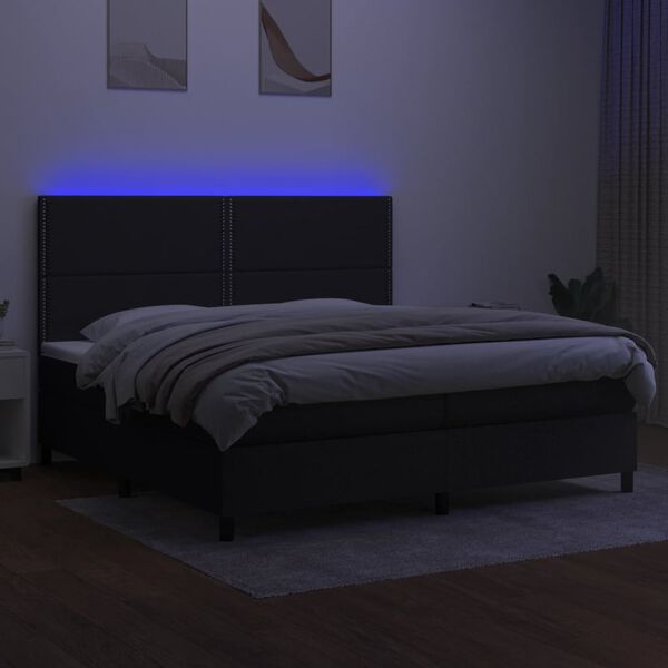 vidaXL &Kappa;&rho;&epsilon;&beta;ά&tau;&iota; Boxspring &mu;&epsilon; &Sigma;&tau;&rho;ώ&mu;&alpha; & LED &Mu;&alpha;ύ&rho;&omicron; 200x200 &epsilon;&kappa;. &Upsilon;&phi;&alpha;&sigma;&mu;ά&tau;&iota;&nu;&omicron;