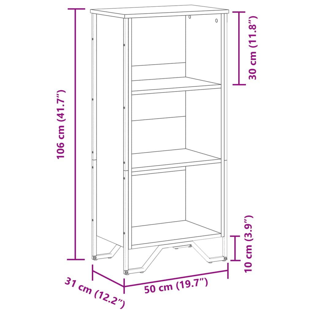 vidaXL Βιβλιοθήκη Μαύρη 50x31x106 εκ. από Επεξεργασμένο Ξύλο