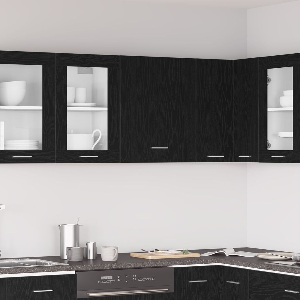 vidaXL Μαύρος Δρύινος Κάτω Ντουλάπι με Συρτάρι - 30x46x81,5 εκ