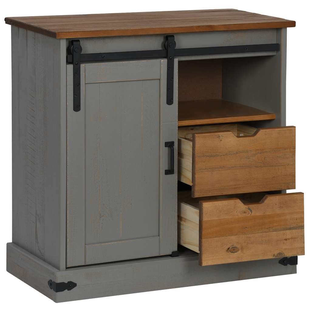 vidaXL Sideboard HALDEN με συρόμενη πόρτα γκρι 80x40x80 cm μασίφ ξύλο