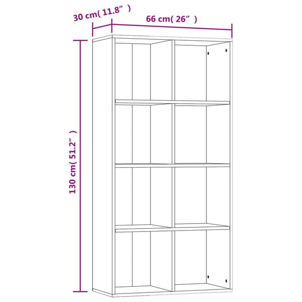 vidaXL Ραφιέρα/Βιβλιοθήκη Γκρι Σκυροδέματος 66x30x130 εκ. Επεξ. Ξύλο