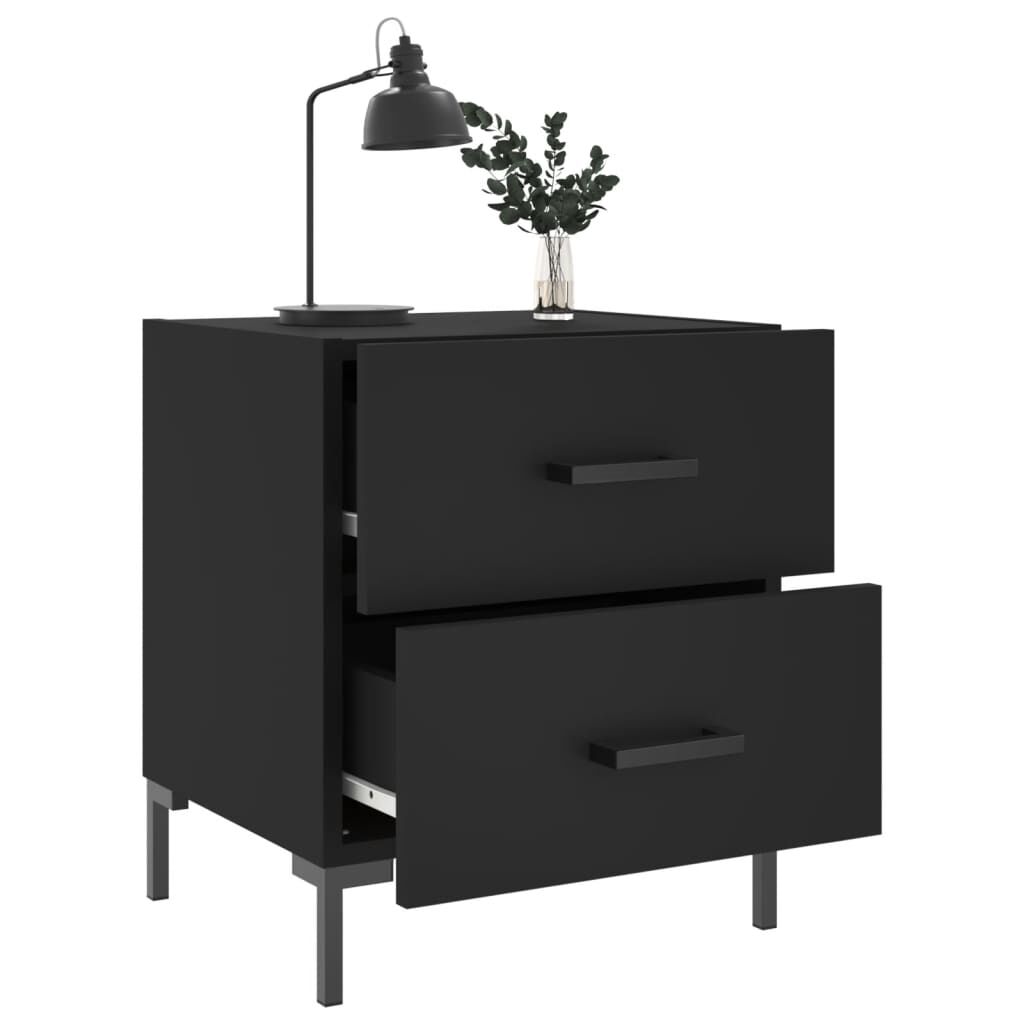 vidaXL Κομοδίνα 2 τεμ. Μαύρα 40 x 35 x 47,5 εκ. από Επεξεργασμένο Ξύλο