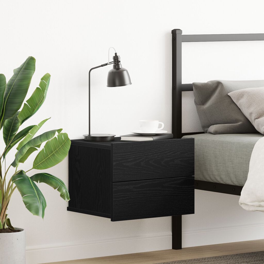 vidaXL Κομοδίνο Μαύρο Δρύς 40x30x30 εκ Επεξεργασμένο Ξύλο