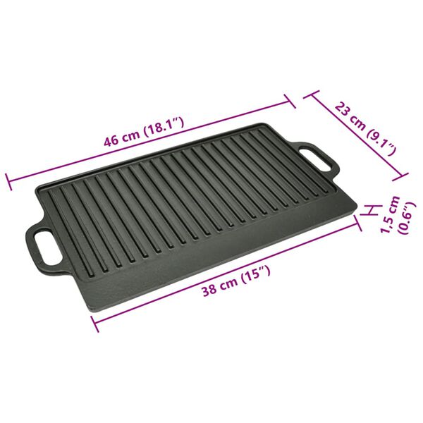 vidaXL Πλάκα Ψησίματος Δύο Όψεων 2 τεμ. 38 x 23 εκ. από Χυτοσίδηρο