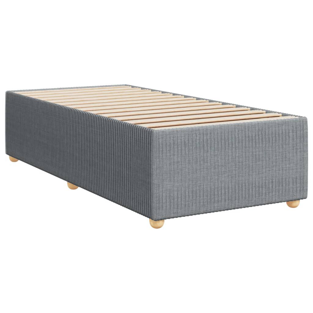 vidaXL Κρεβάτι Boxspring με Στρώμα Ανοιχτό Γκρι 90x190 εκ. Υφασμάτινο