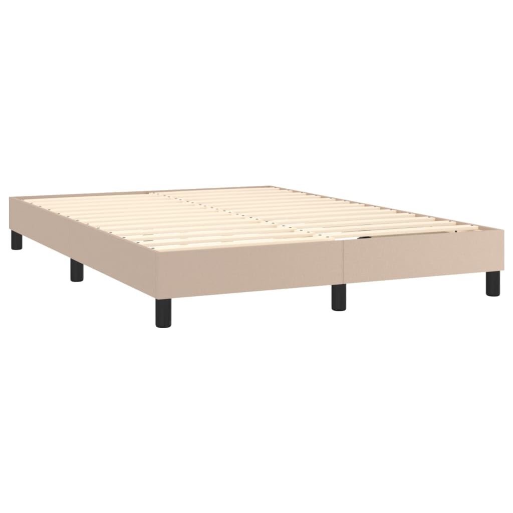 vidaXL Κρεβάτι Boxspring Στρώμα&LED Καπουτσίνο 140x200 εκ. Συνθ. Δέρμα
