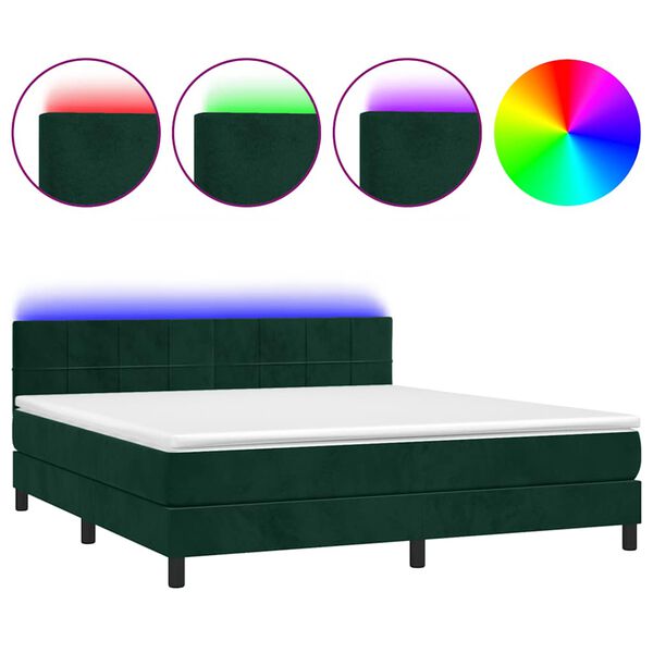 vidaXL &Kappa;&rho;&epsilon;&beta;ά&tau;&iota; Boxspring &mu;&epsilon; &Sigma;&tau;&rho;ώ&mu;&alpha; & LED &Sigma;&kappa;. &Pi;&rho;ά&sigma;&iota;&nu;&omicron; 160x200&epsilon;&kappa; &Beta;&epsilon;&lambda;&omicron;ύ&delta;&omicron;