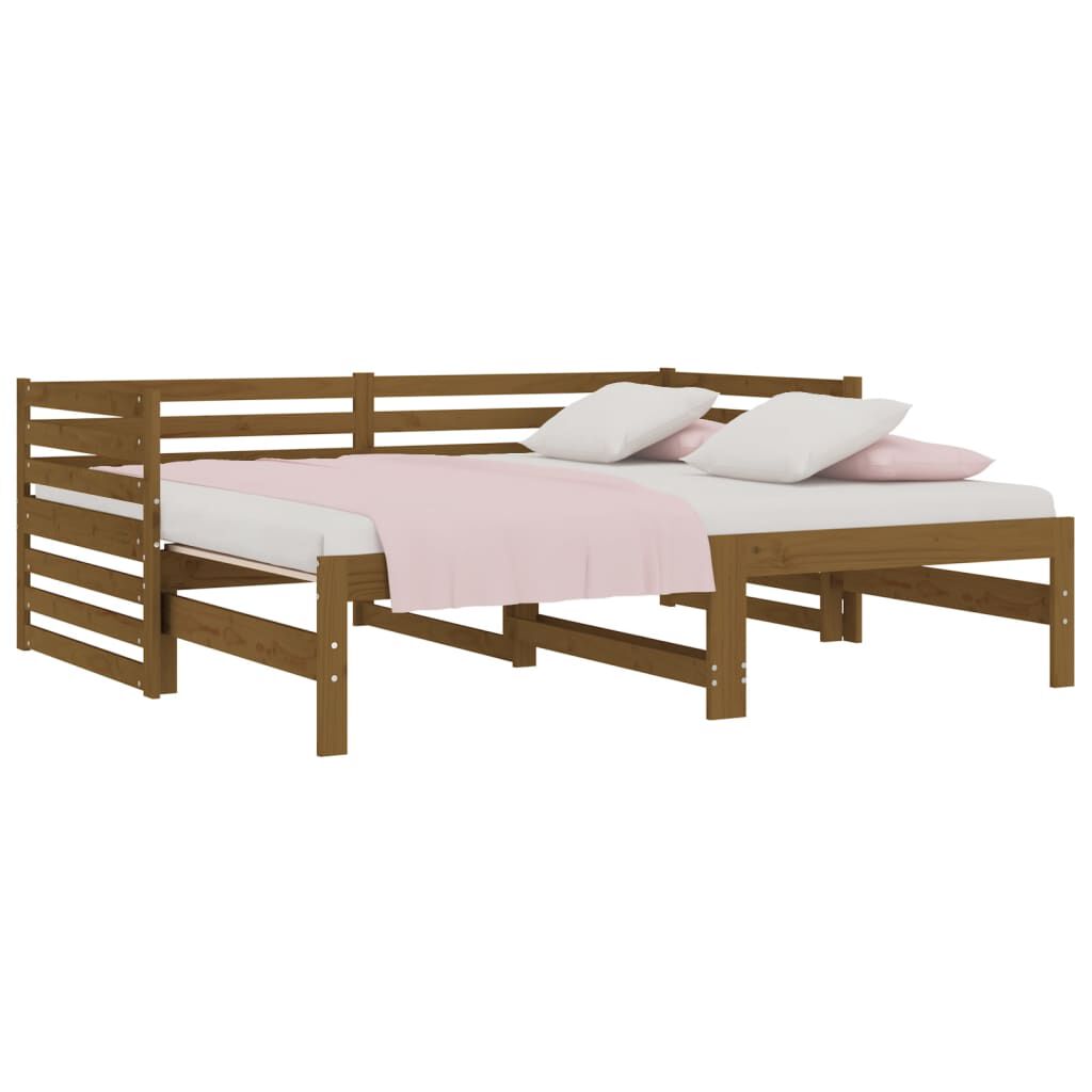 vidaXL Καναπές Κρεβάτι Συρόμενος Μελί 2x(90x190) εκ. Μασίφ Ξύλο Πεύκου