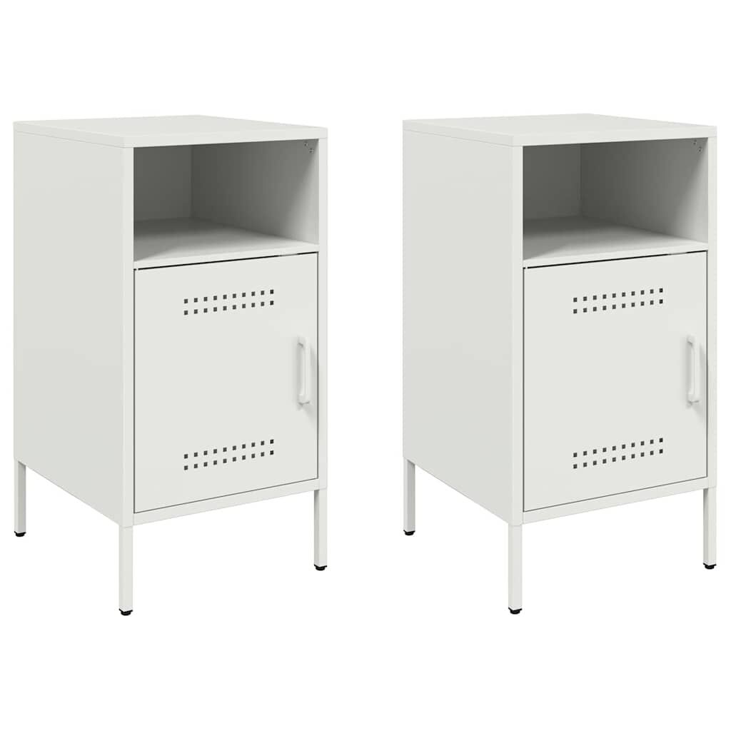 vidaXL Κομοδίνα 2 τεμ. Λευκά 36x39x68 εκ. από Χάλυβα