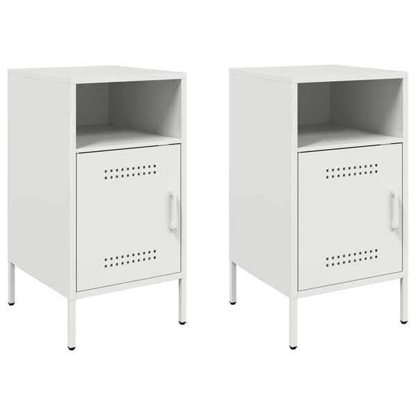 vidaXL Κομοδίνα 2 τεμ. Λευκά 36x39x68 εκ. από Χάλυβα