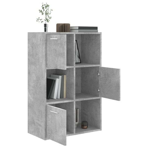 vidaXL Ραφιέρα με Ντουλάπια Γκρι Σκυροδέμ. 60x29,5x90 εκ. Επεξ. Ξύλο