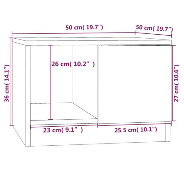 vidaXL Τραπεζάκι Σαλονιού Γκρι Σκυρ. 50x50x36 εκ. Επεξεργασμένο Ξύλο