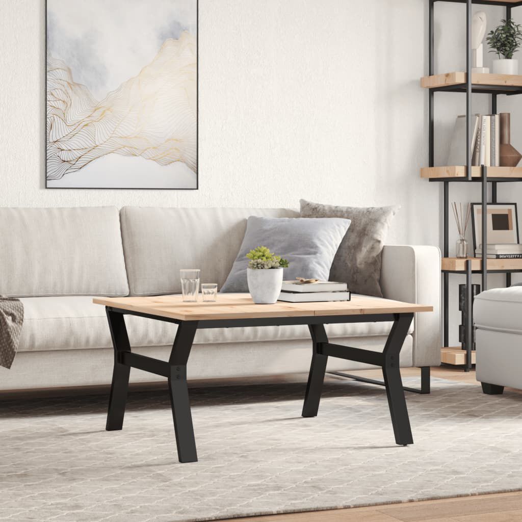 vidaXL Τραπεζάκι Σαλονιού Πλαίσιο Υ 90x90x45εκ Μασίφ Πεύκο/Ατσάλι
