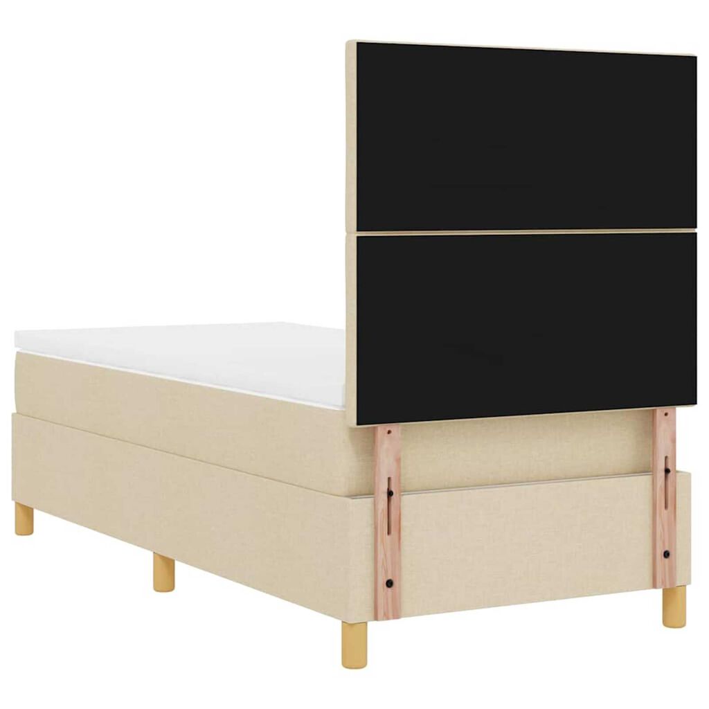 vidaXL Κρεβάτι με ελατήρια με στρώμα Κρεμ 90 x 190 cm ύφασμα
