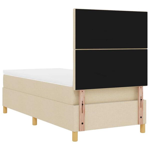 vidaXL Κρεβάτι με ελατήρια με στρώμα Κρεμ 90 x 190 cm ύφασμα
