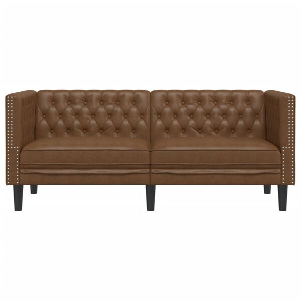 vidaXL Καναπές Chesterfield 2-θέσιος Καφέ δέρμα Faux Suede καφέ