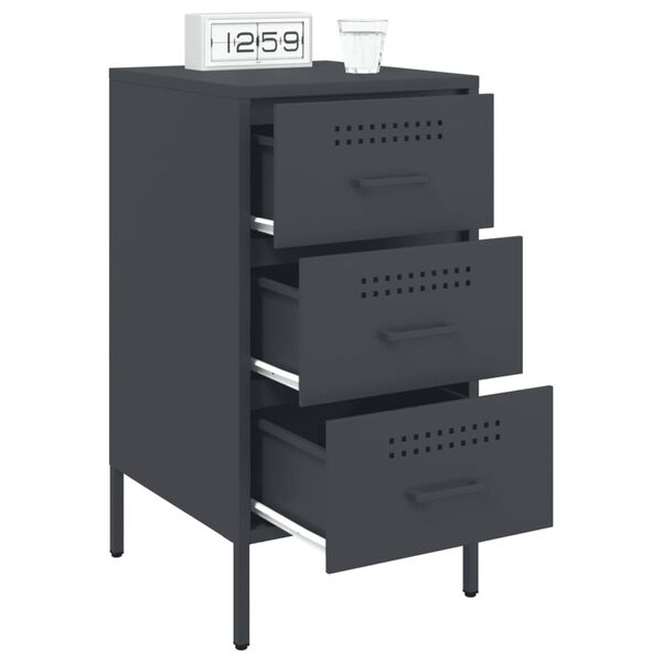 vidaXL Κομοδίνο Ανθρακί 36x39x68 εκ. από Χάλυβα